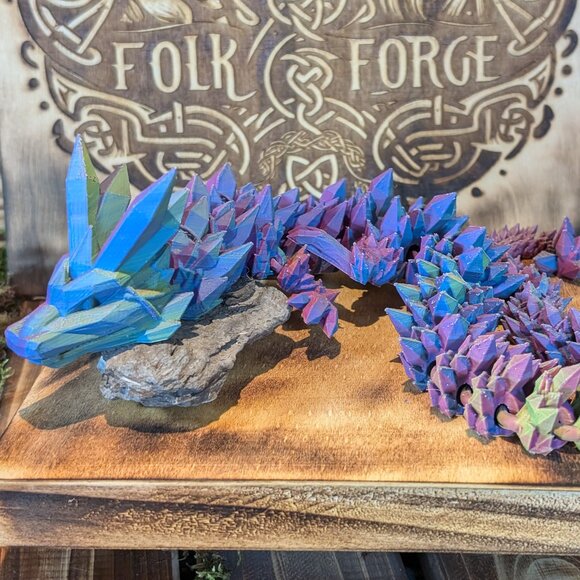 Crystal Dragon Flexible Articulated Fidget Toy 3D Printed - Picture 2 of 13